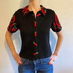Vintage Michael Simon "Spicy" Petite Blazer Black & Red-Size Small Petite